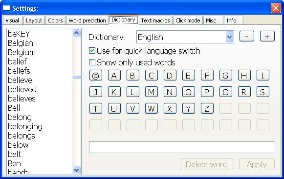 beKEY manual - 3.7 Settings - Click mode (beKEY on screen keyboard - beKEY  virtual keyboard)