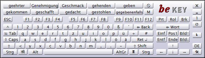 Screenshot der Bildschirmtastatur