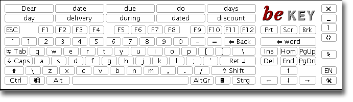 beKey virtual (on-screen) Keyboard Screenshot