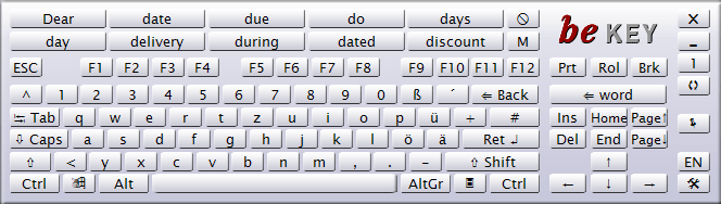 Screenshot of on-screen keyboard beKey